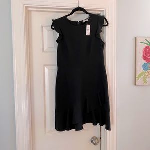 LOFT Black Dress with Hem Ruffle SZ 4 NWT